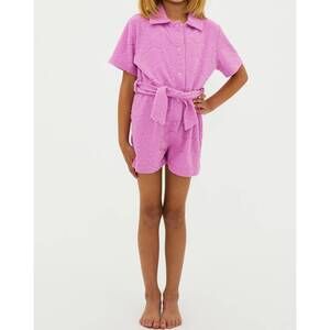 NEW BEACH RIOT girl's little terry romper in shell pink